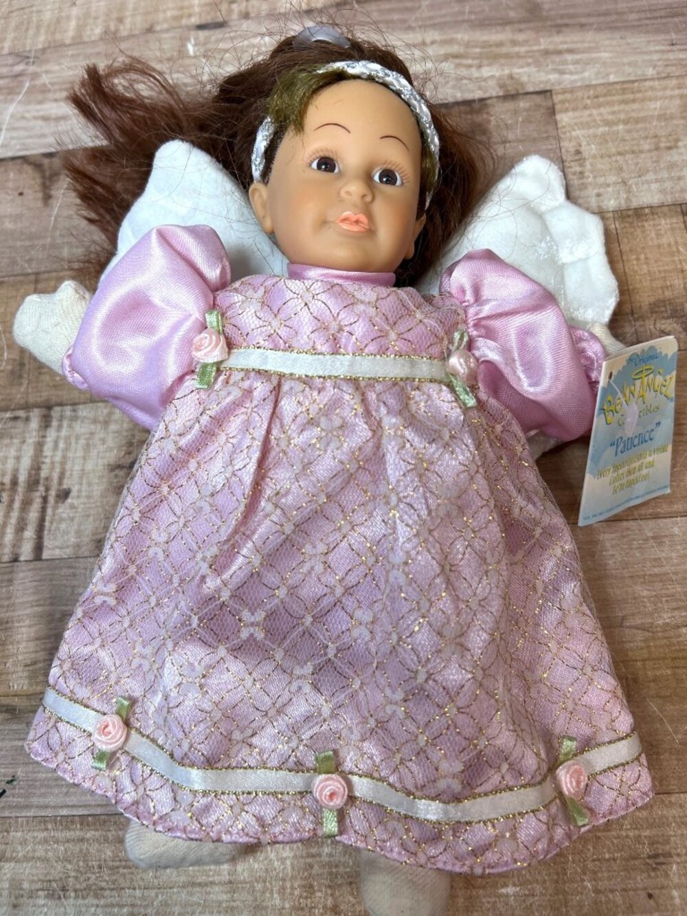 The Original Bean Angel Collectibles "Patience" Doll With Pink Dress & Wings
